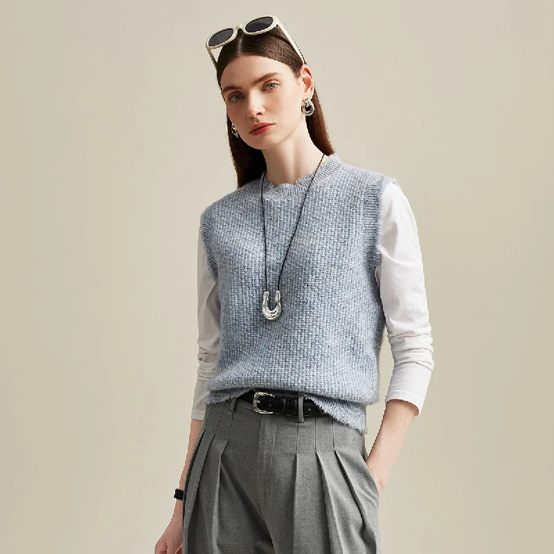 100% Cashmere Textured Knit Sweater Vest