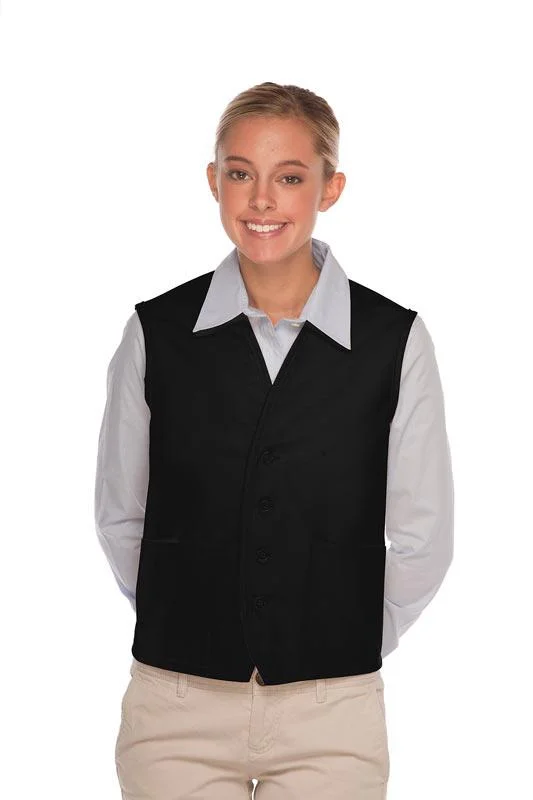 Black 4-Button Unisex Vest with 2 Pockets