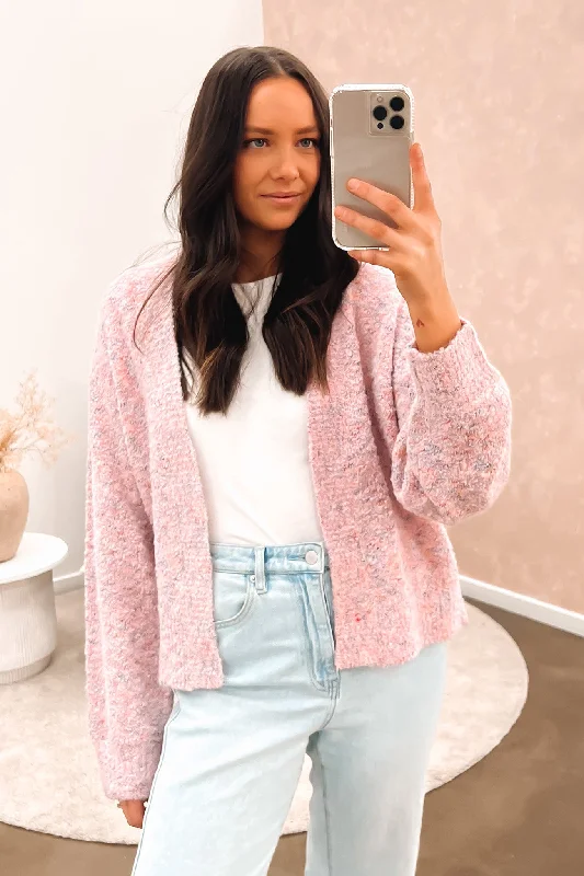 Izzy Crop Knit Cardi Pink