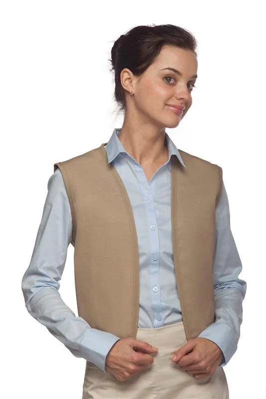 Khaki No Buttons Unisex Vest with No Pockets