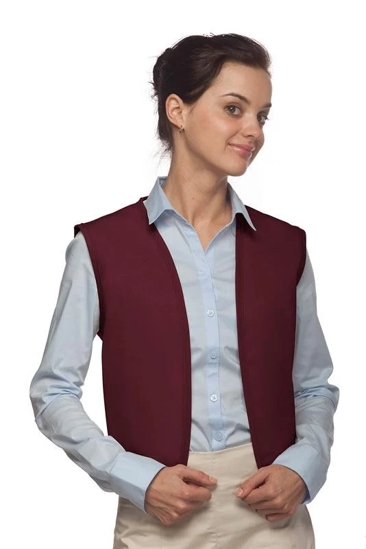 Maroon No Buttons Unisex Vest with No Pockets