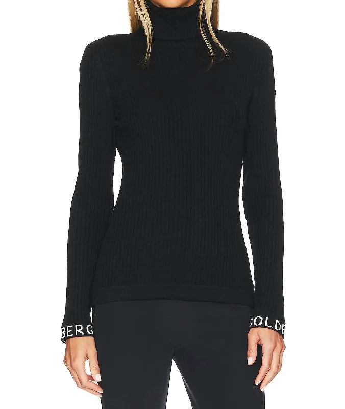 Mira Long Sleeve Knit Sweater In Black