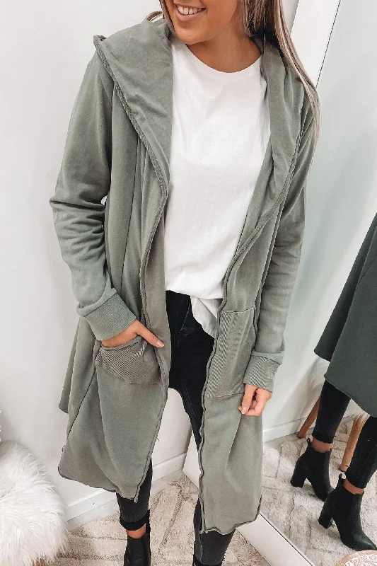 Naomi Hooded Cardigan Khaki