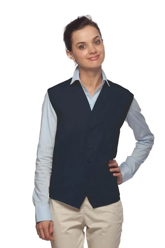 Navy 4-Button Unisex Vest with 1 Pocket