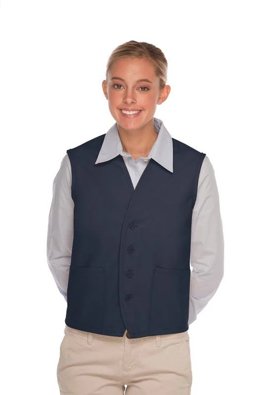 Navy 4-Button Unisex Vest with 2 Pockets