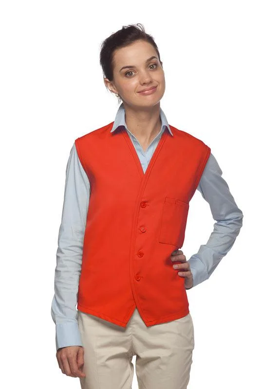 Orange 4-Button Unisex Vest with 1 Pocket