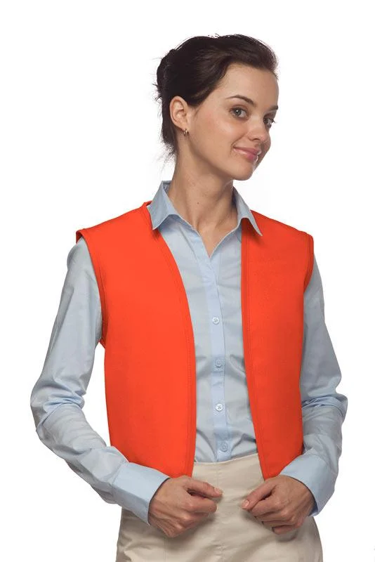 Orange No Buttons Unisex Vest with No Pockets