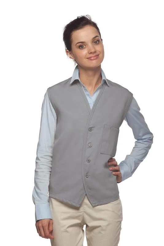 Silver 4-Button Unisex Vest with 1 Pocket