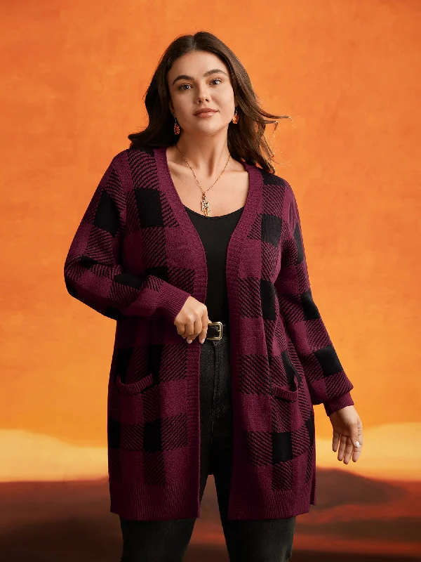 Supersoft Essentials Plaid Open Cardigan