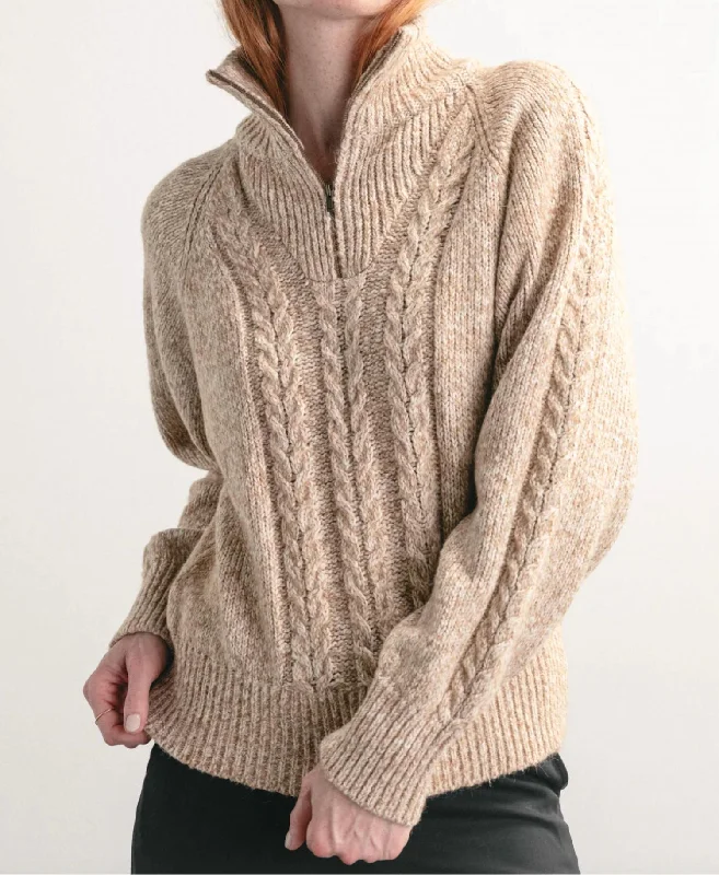 Trusty Cable Knit Sweater In Desert Sand