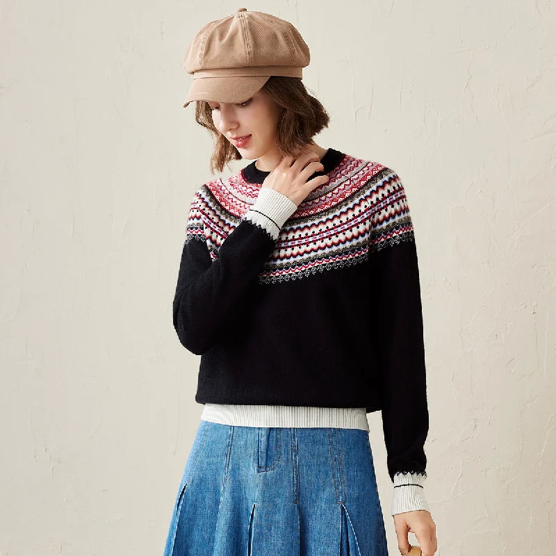 100% Cashmere Nordic-Inspired Knit Sweater