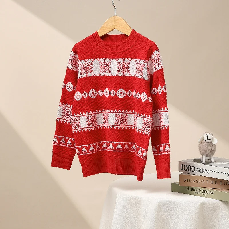 100% Wool Kid's Nordic Snowflake Knit Sweater