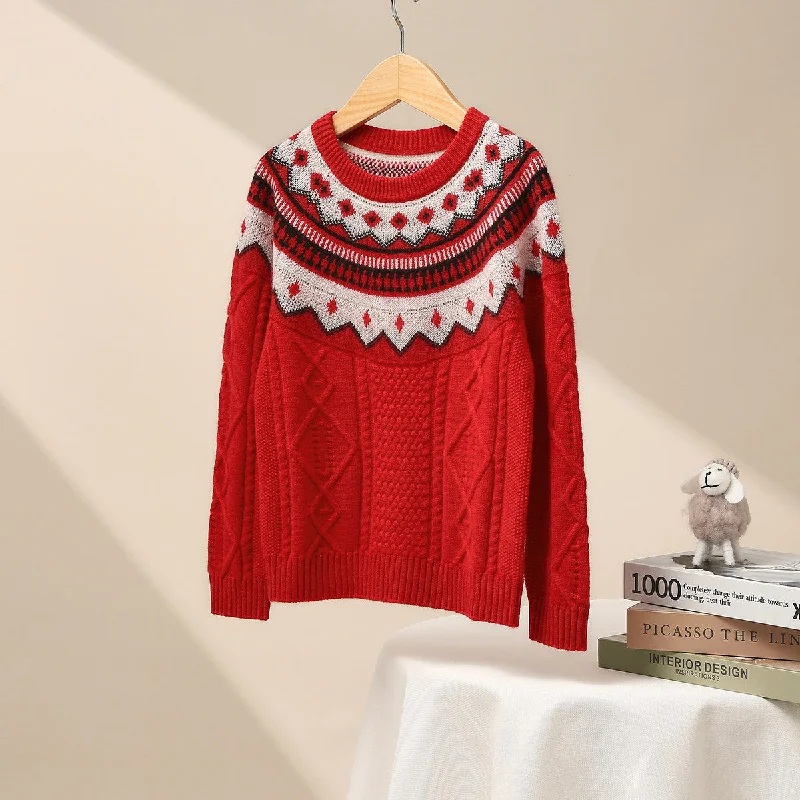 100% Wool Kid's Vintage Inspired Nordic Knit Sweater