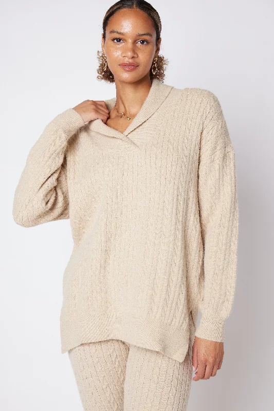 Belle Collared Cable Knit Sweater