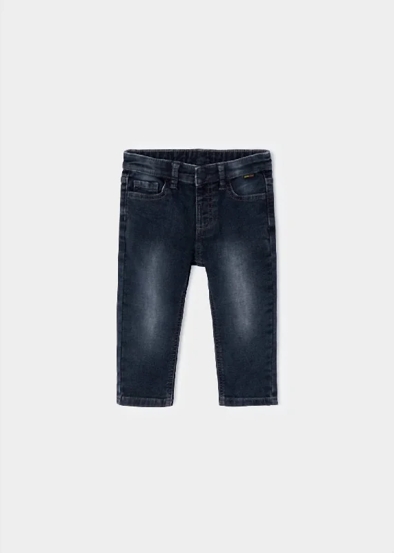 Baby Boy Soft Denim Pants In Black