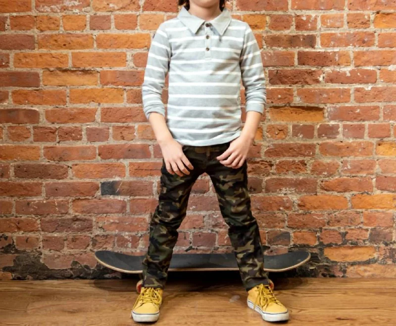 Boys Skinny Leg Twill Pants In Camo