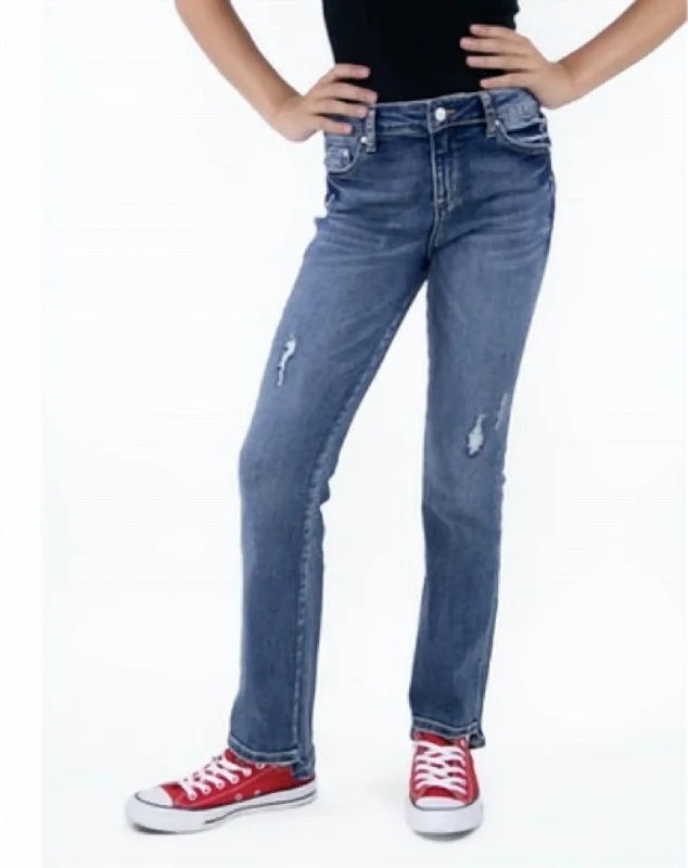 Girl's Boot Cut Jeans In Blue