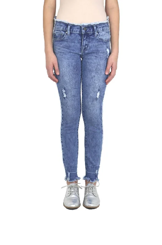 Girl's Distressed High Rise Jeans In Mile High Rise Ankle