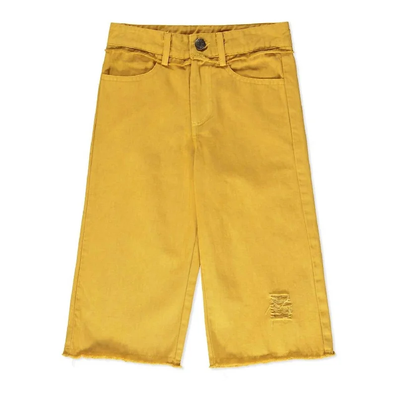 Girls Wide Leg Jeans In Mustard