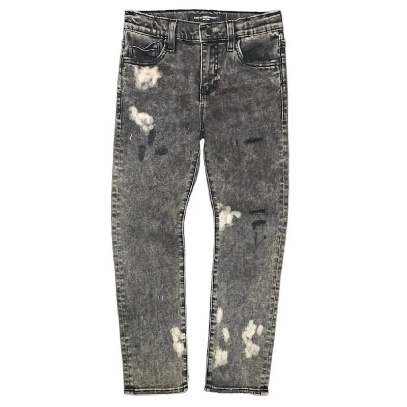 Kid's Rogue Slim Straight Stretch Denim Jeans In Shitake