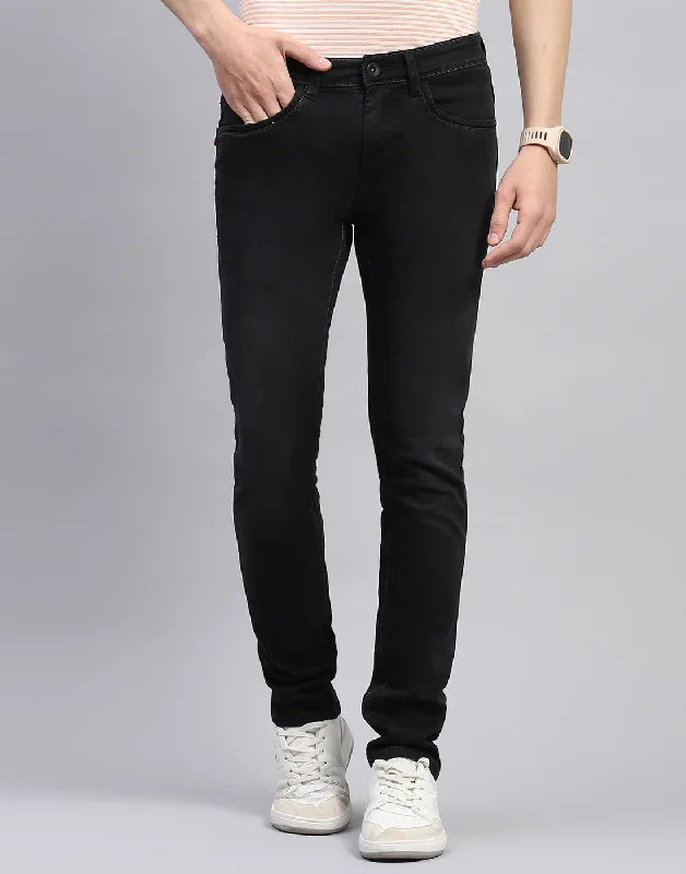 Men Black Light Wash Skinny Fit Denim