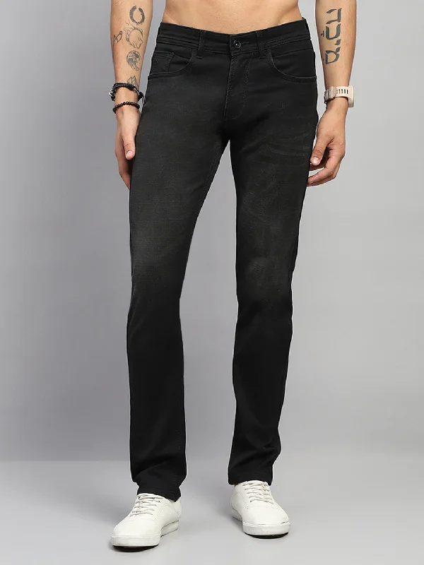 Men Black Solid Narrow Fit Denim