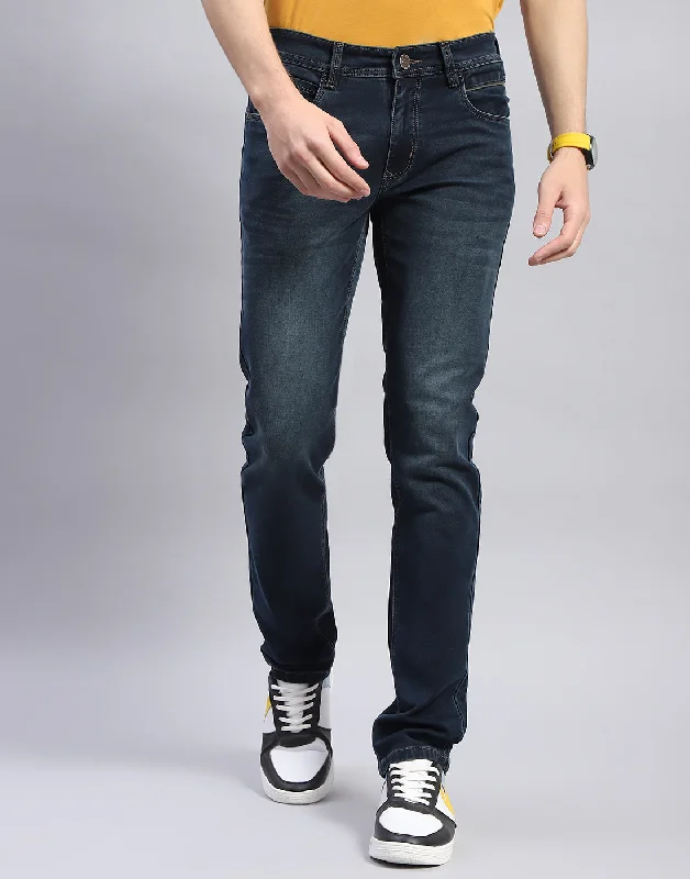 Men Blue Light Wash Narrow Fit Denim