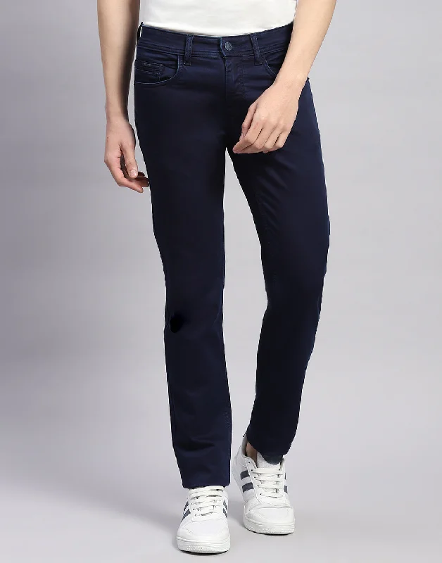 Men Blue Light Wash Narrow Fit Denim