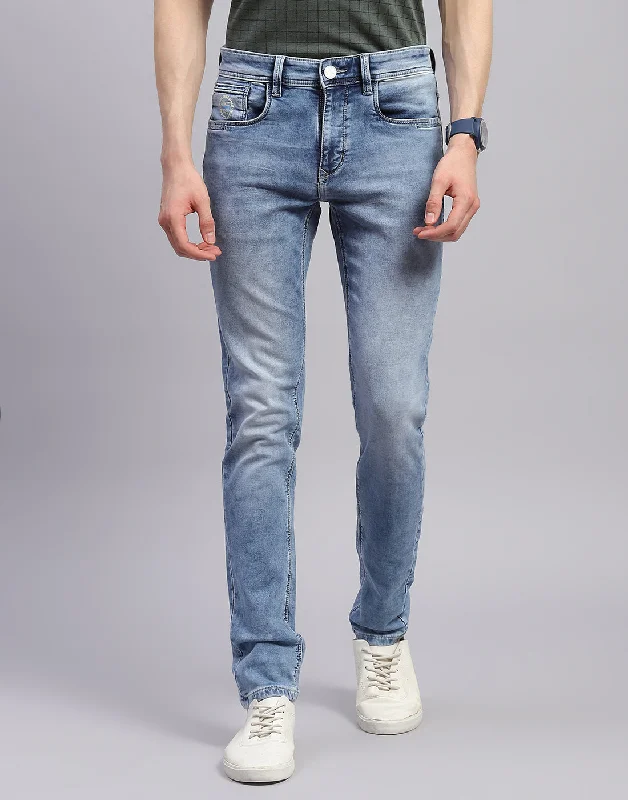 Men Blue Light Wash Skinny Fit Denim