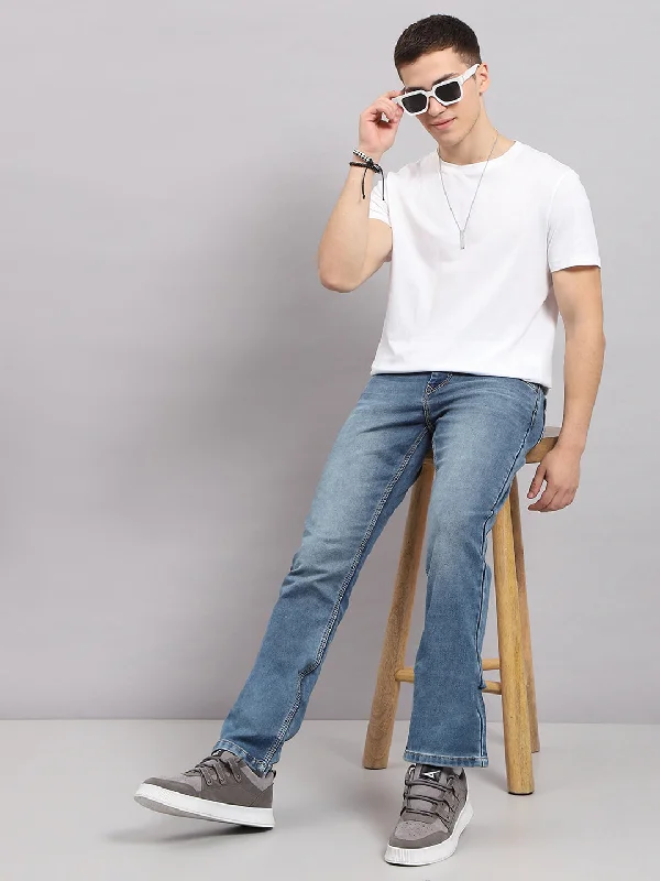 Men Blue Solid Bootcut Denim