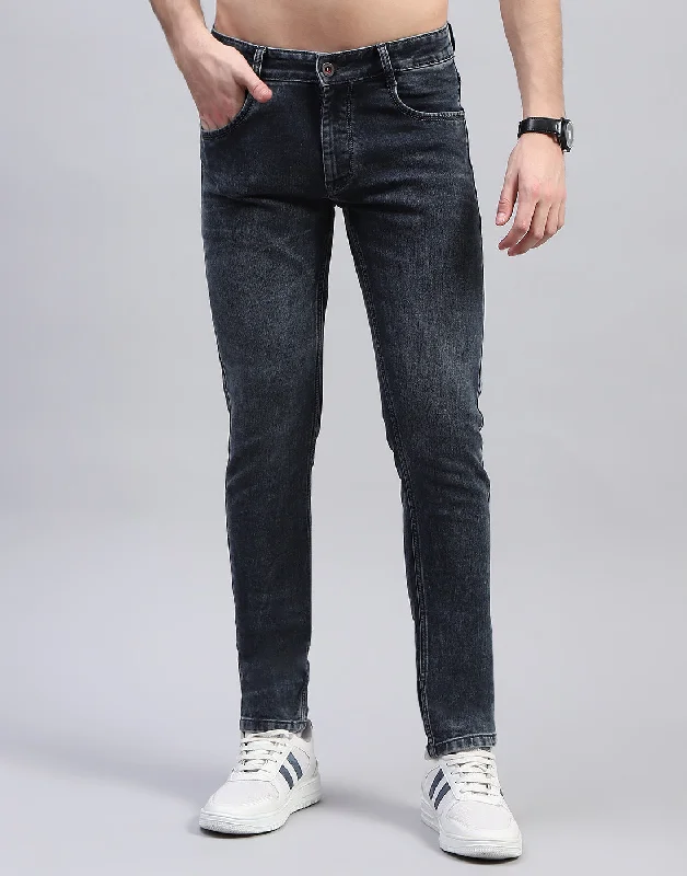 Men Blue Solid Skinny Fit Denim