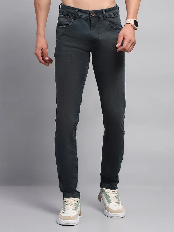 Men Blue Solid Skinny Fit Denim