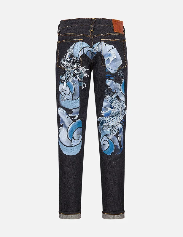 Tattoo Koi Daicock Embroidery Slim Fit Jeans #2010