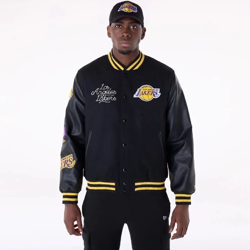 LA Lakers NBA Patch Black Varsity Jacket