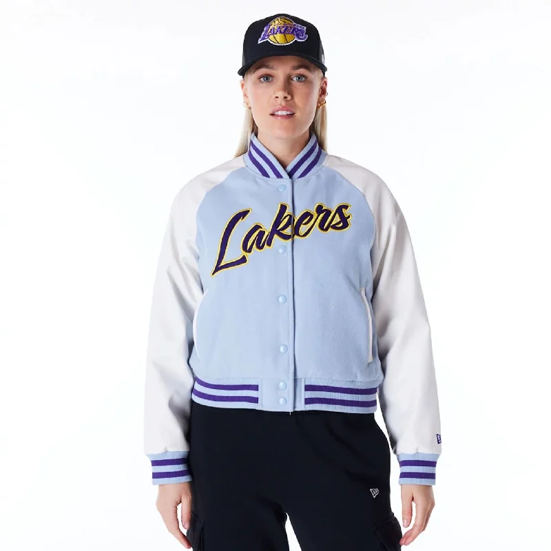 LA Lakers Womens NBA Pastel Blue Varsity Jacket