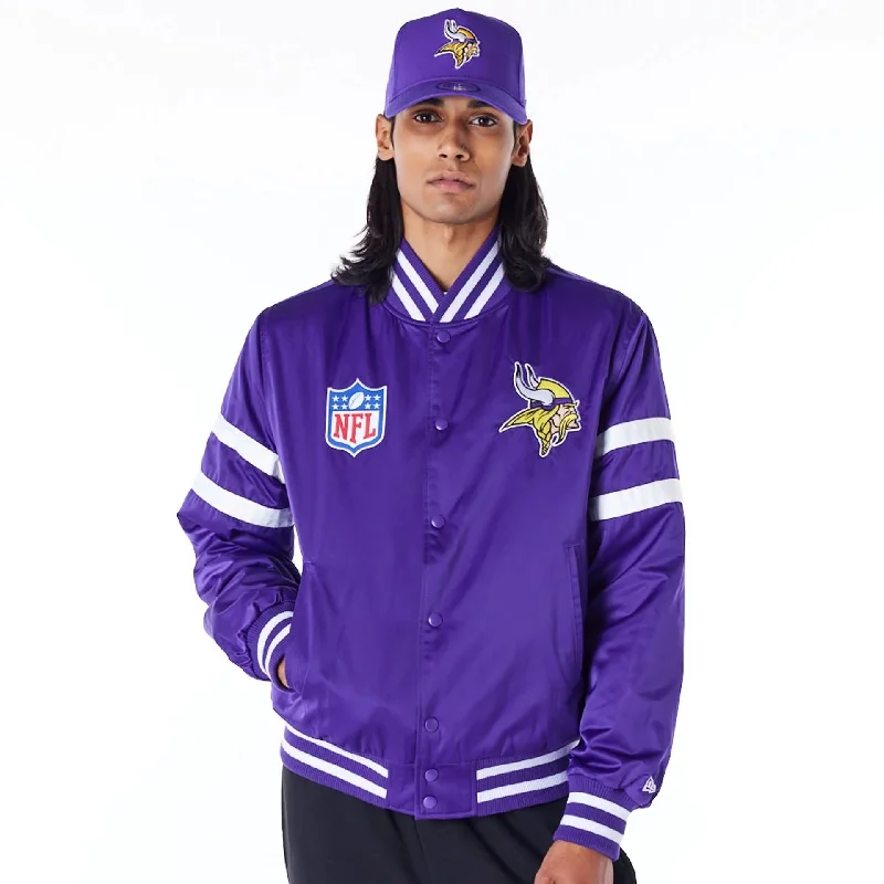 Minnesota Vikings NFL Satin Purple Bomber Jacket