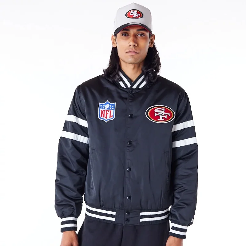 San Francisco 49ers NFL Satin Black Bomber Jacket