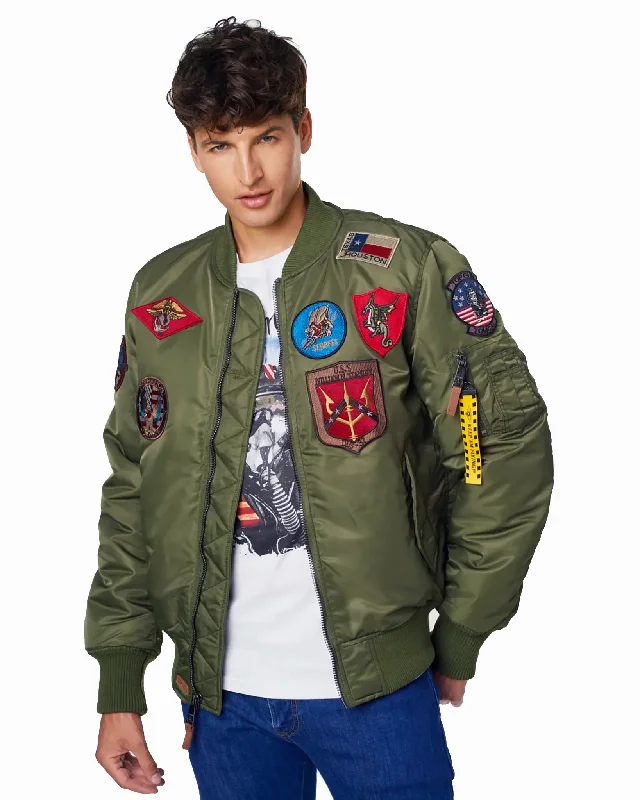 TOP GUN® MA-1 NYLON BOMBER JACKET WITH PATCHES