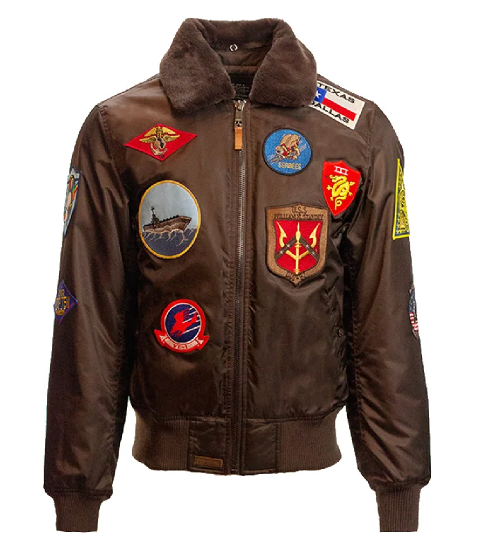 TOP GUN® OFFICIAL B-15 MEN'S FLIGHT BOMBER JACKET WITH PATCHES